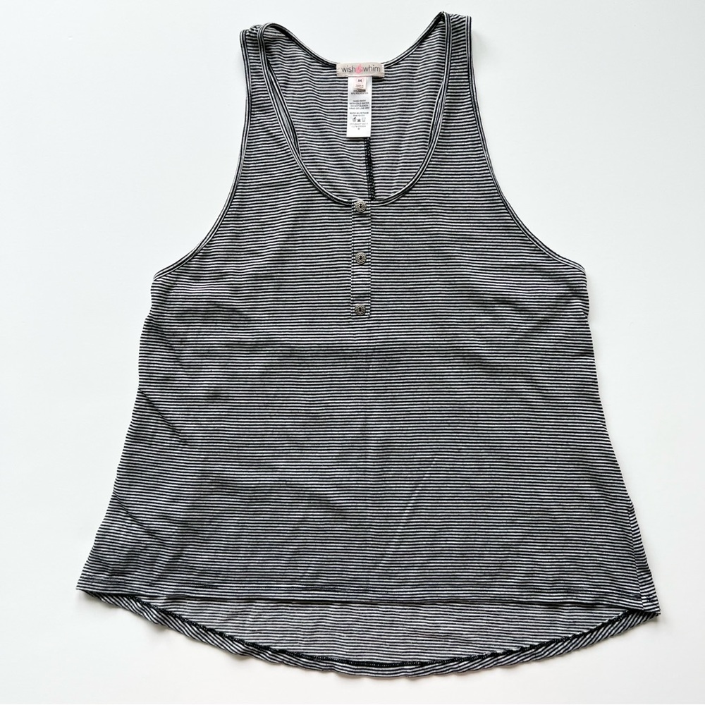 Wish & Whim Black and White Stripe Tank Top, Medium